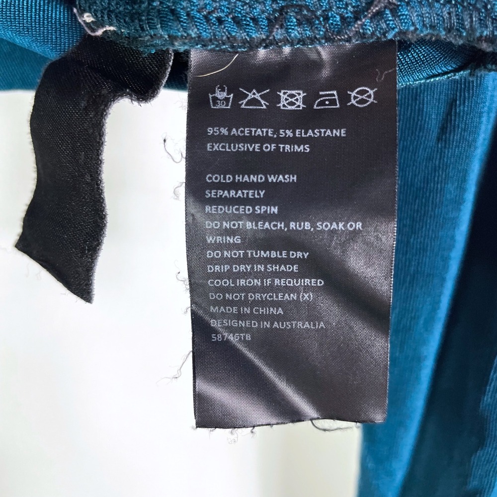 Bardot Wren Wrap Top Teal Blue Long Sleeve Cropped Ruched Criss Cross Sz S - Picture 10 of 11